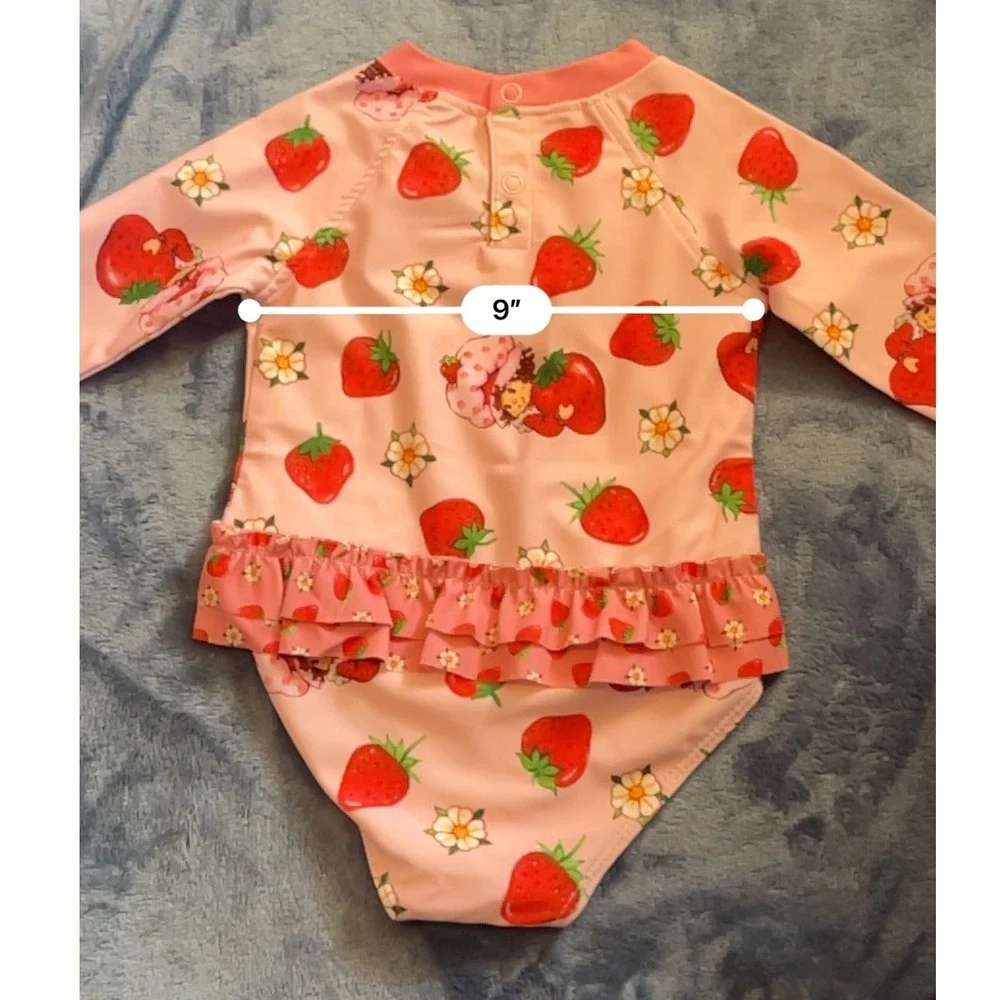 Strawberry Shortcake Baby Girl Long Sleeve Rash Guard Swimsuit UPF 50+‎ Pink 12M